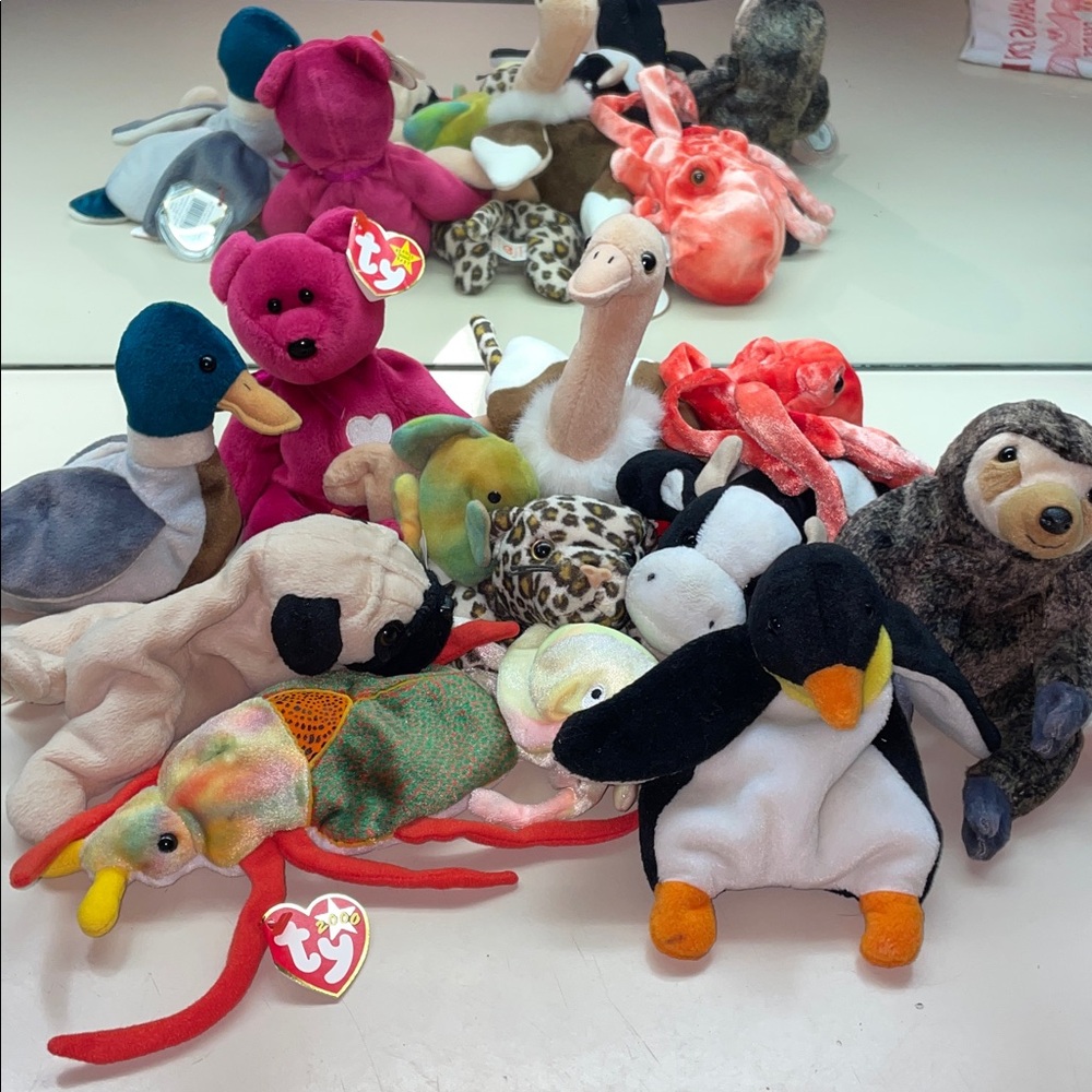 Ty Beanie Babies Plush Collection - Pink, Orange, Black       set # 2